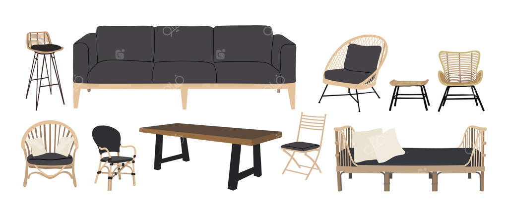 مبلمان فضای باز برای حیاط، ایوان و باغ.