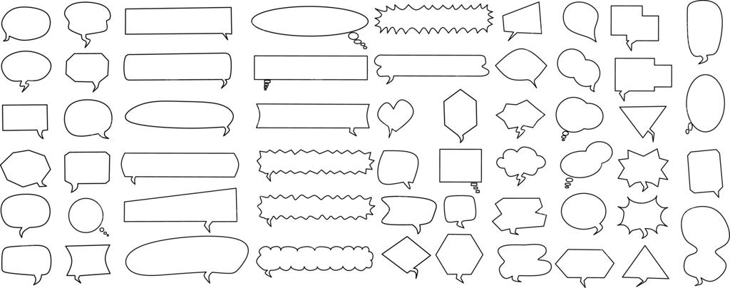 حباب‌های گفتار دست‌کشیده روی پس‌زمینه سفید