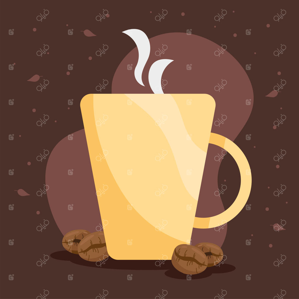 فنجان قهوه با دانه‌های قهوه