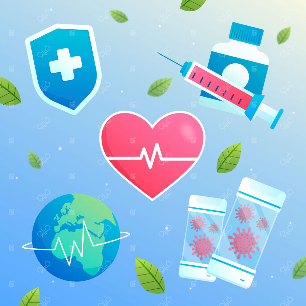 مجموعه عناصر طراحی گرادینت برای آگاهی روز جهانی بهداشت