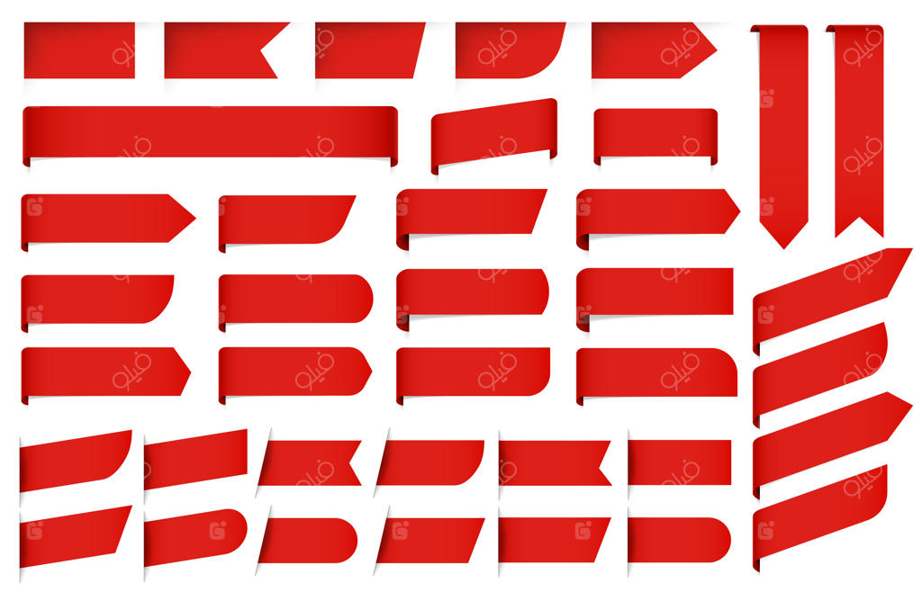 مجموعه برچسب‌ها و تگ‌های قرمز روی زمینه سفید