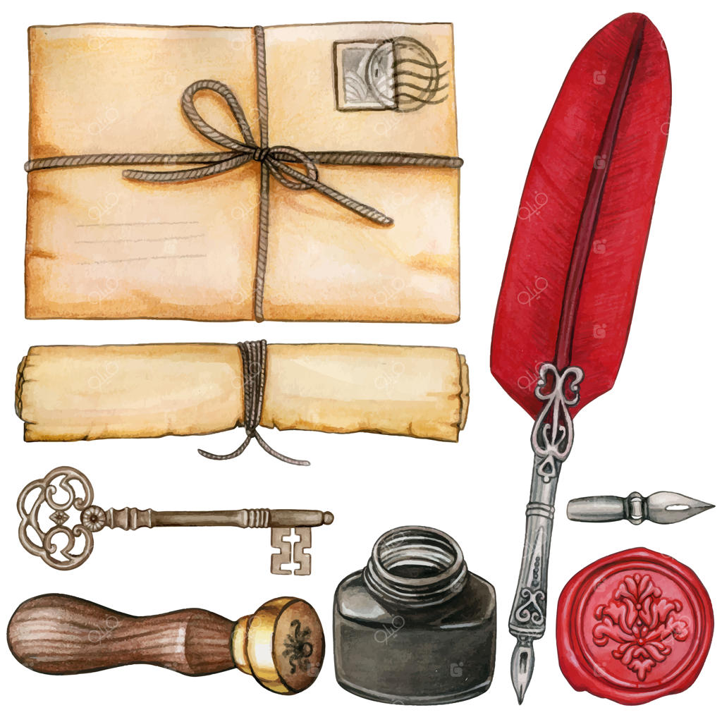 ست کامل نقاشی آبرنگی و مهر مومی کلاسیک