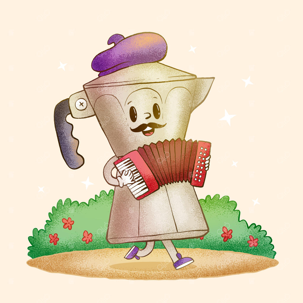 نقاشی کارتونی دستی از قهوه