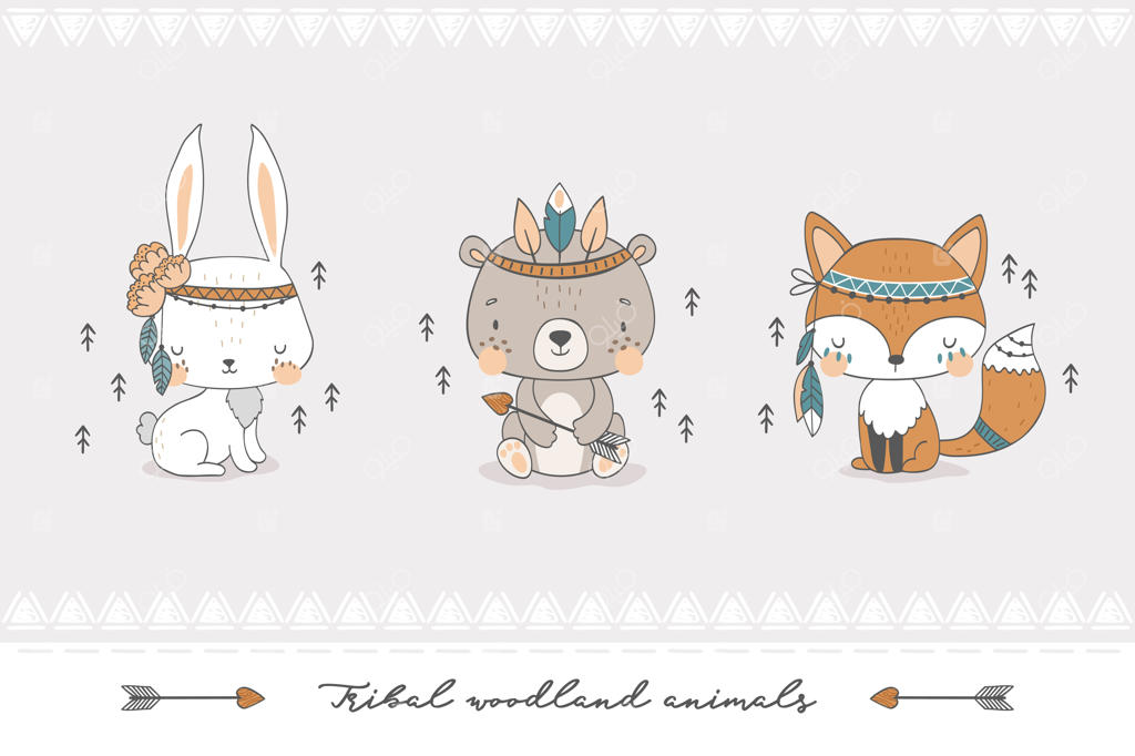 کلکسیون حیوانات قبیله‌ای جنگل.