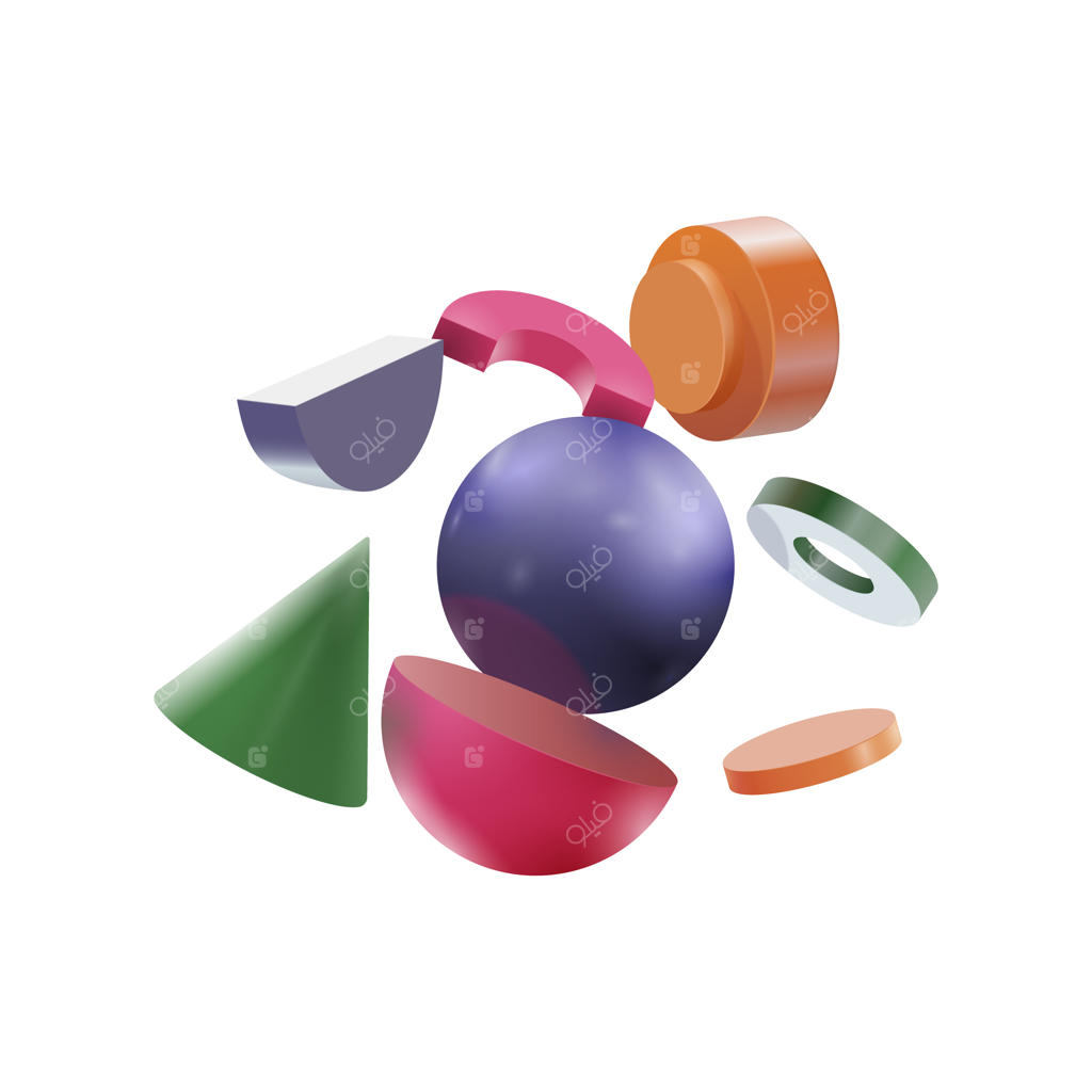 پس‌زمینه سه‌بعدی شناور با اشکال مختلف هندسی