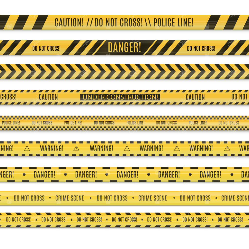 مجموعه‌ای واقع‌گرایانه از نوارهای پلیس و نوارهای خطر یکپارچه.