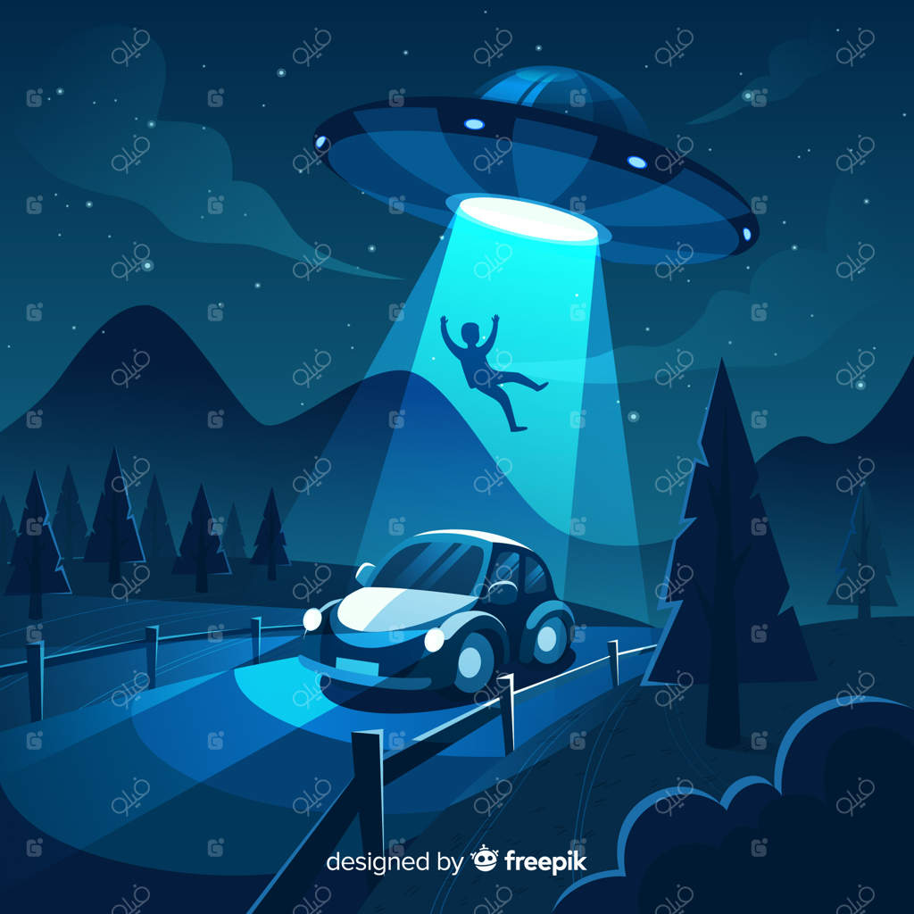 مفهوم مدرن ربوده شدن توسط بشقاب پرنده با طراحی ساده