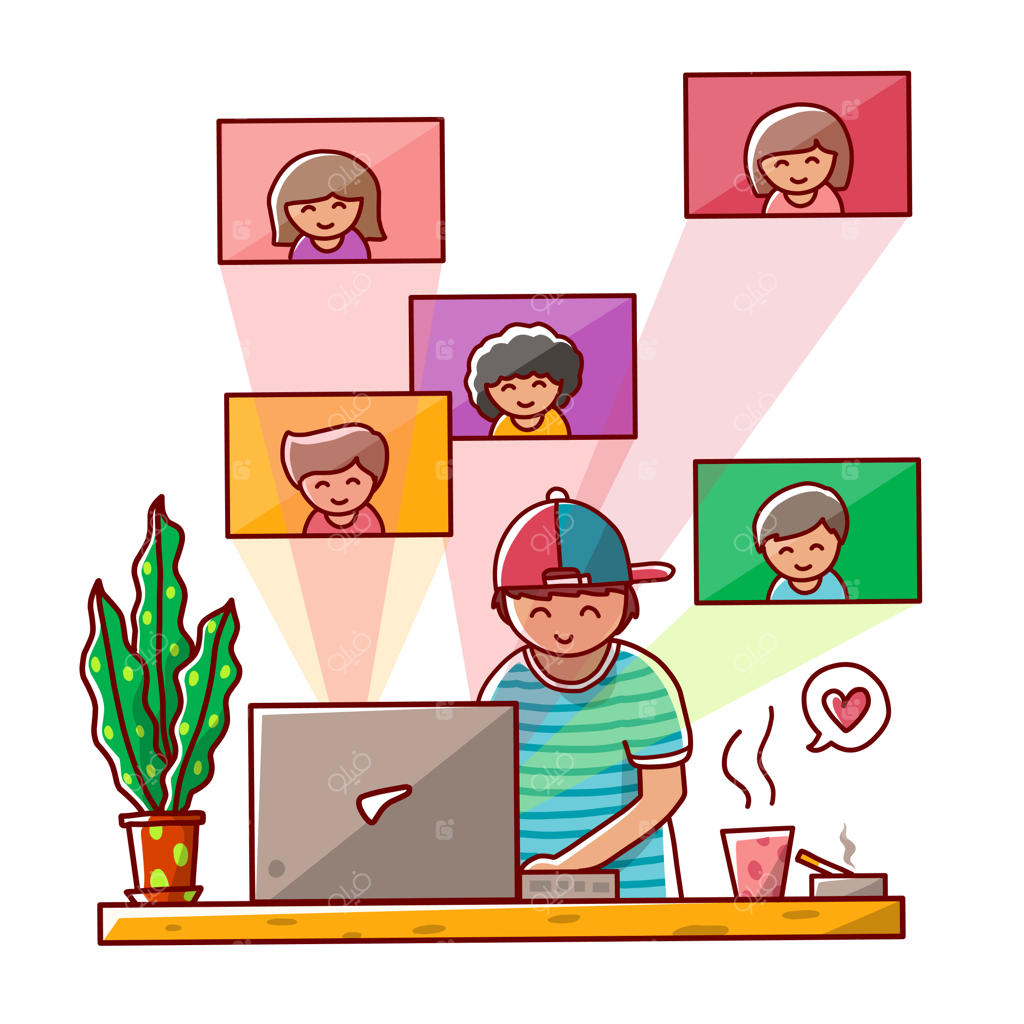 تصویر جلسه آنلاین مردان در حال کار از خانه