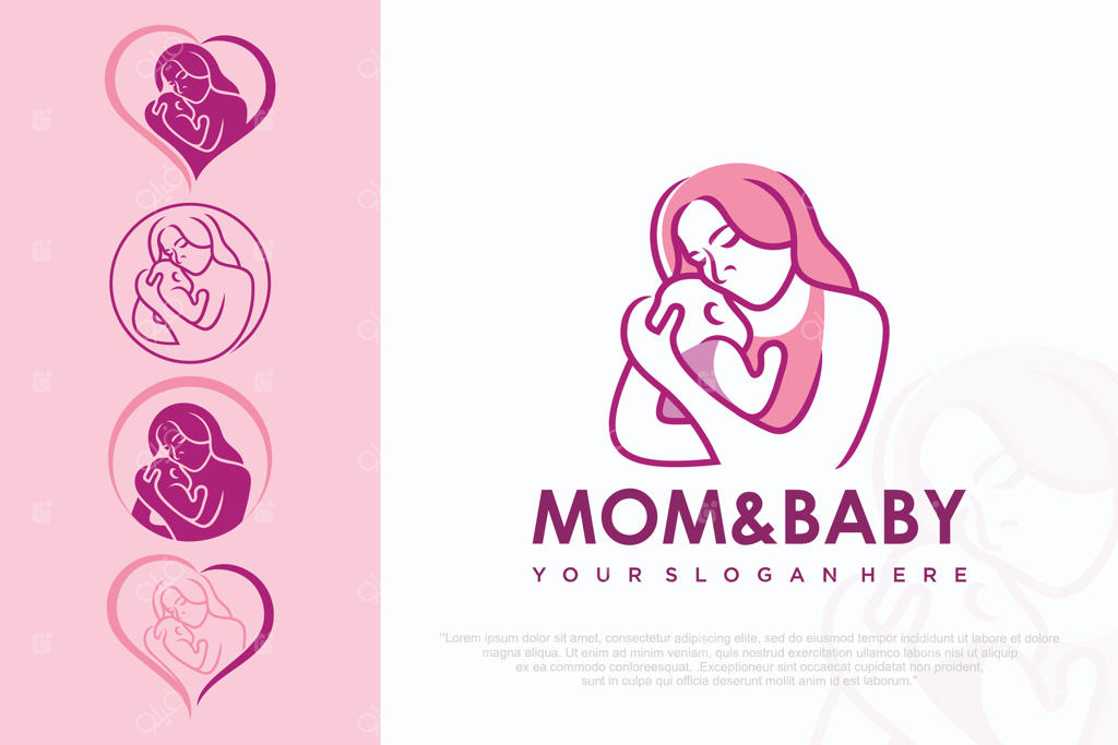 طراحی قلب مادر و کودک، نماد کلینیک درمانی و مراقبت، تصویرسازی