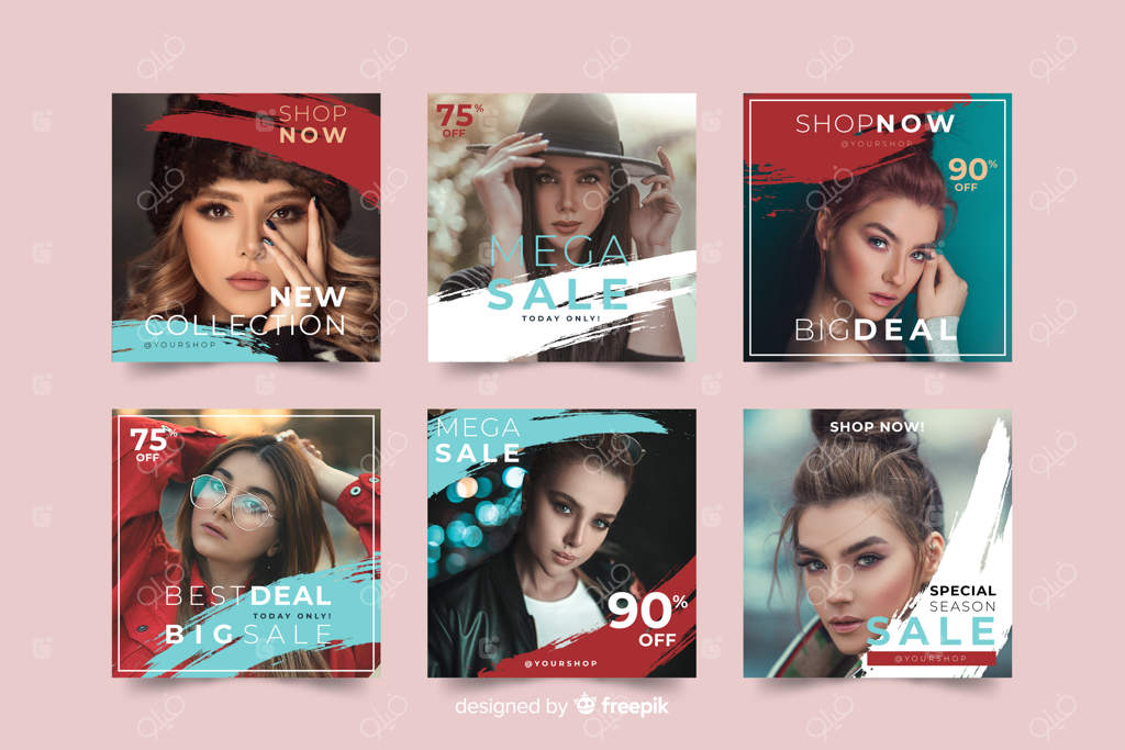 قالب مجموعه پست‌های اینستاگرام با عکس