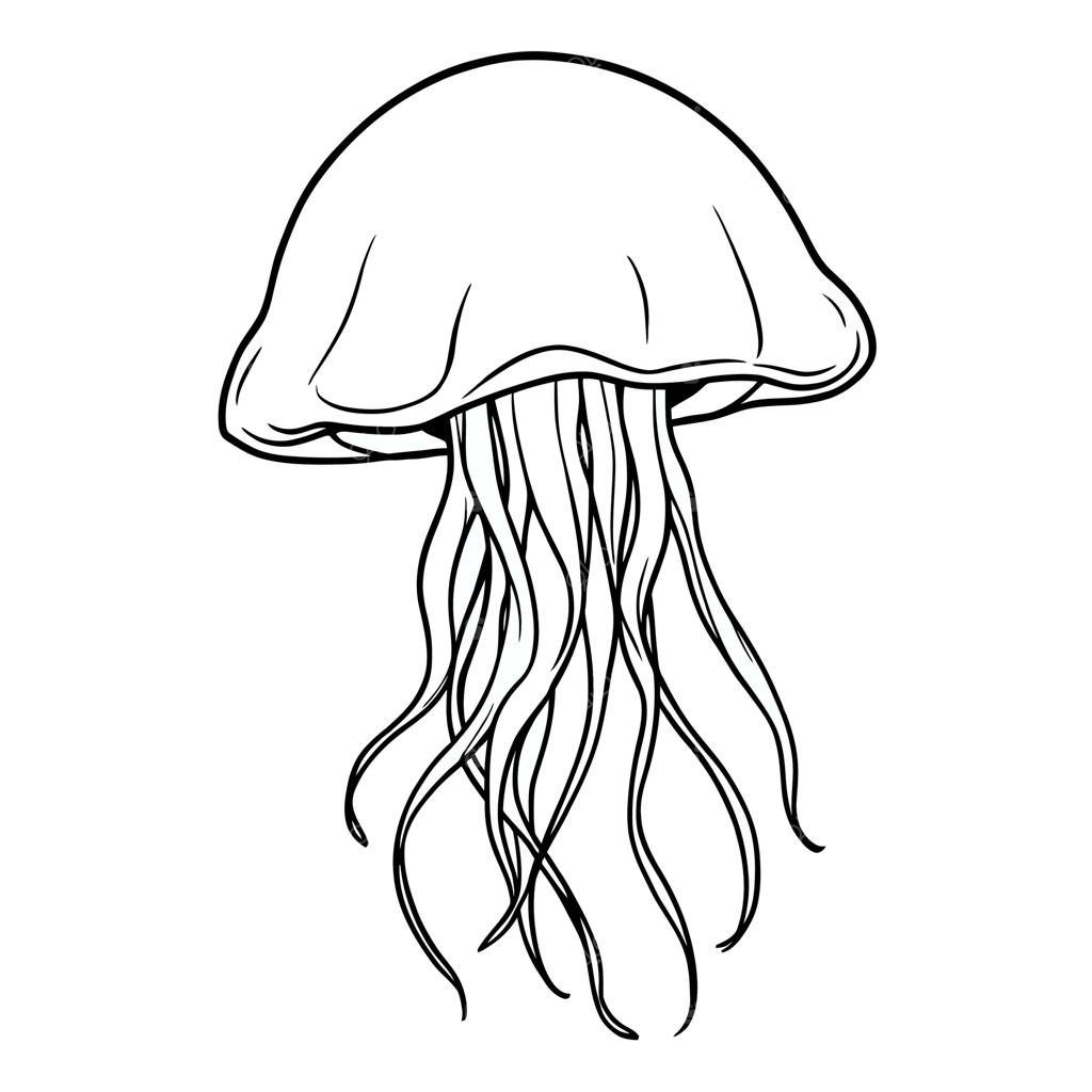 صفحه رنگ‌آمیزی هنر خطی عروس دریایی زیبا برای کودکان و بزرگسالان