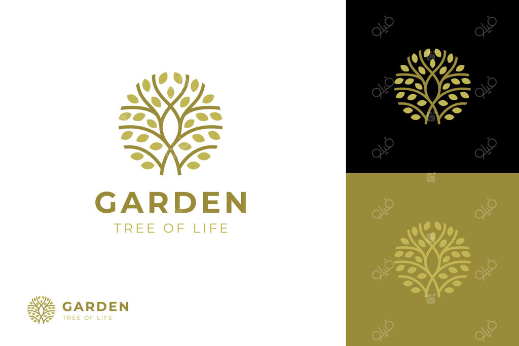 طراحی آیکون لوگوی درخت زندگی. قالب لوگوی درخت باغ با خطوط ساده و شاخه‌ها