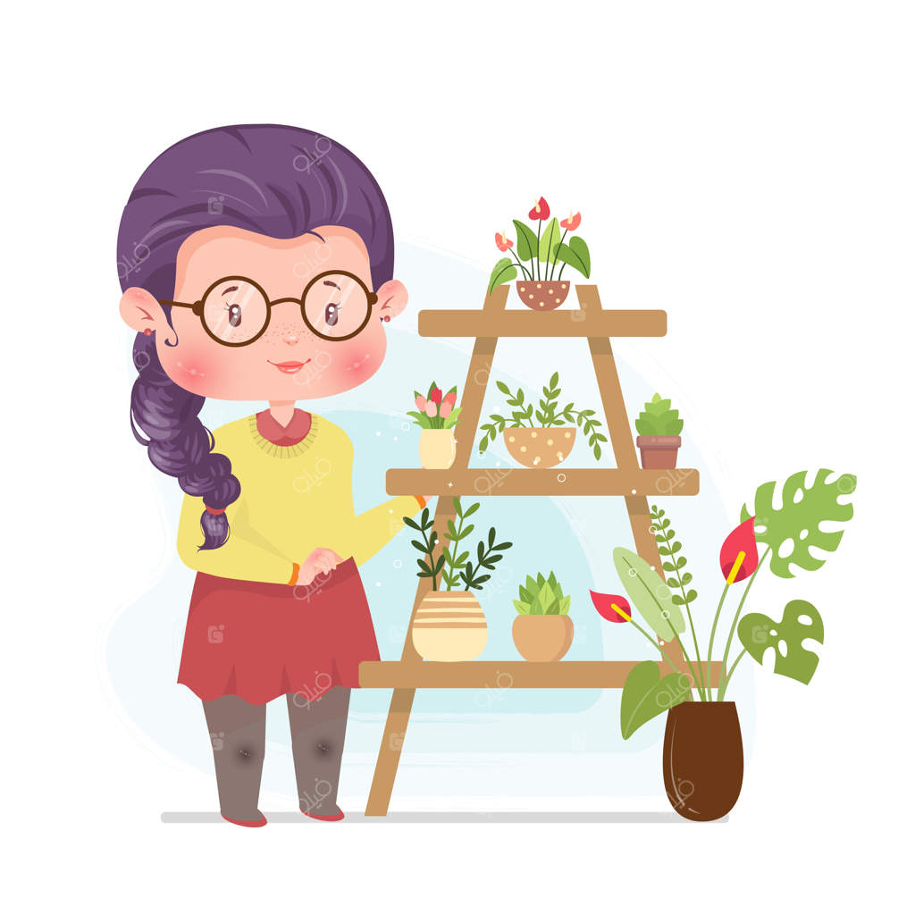 ایده تصویرسازی شخصیت بامزه باغ گل - ماندن در خانه