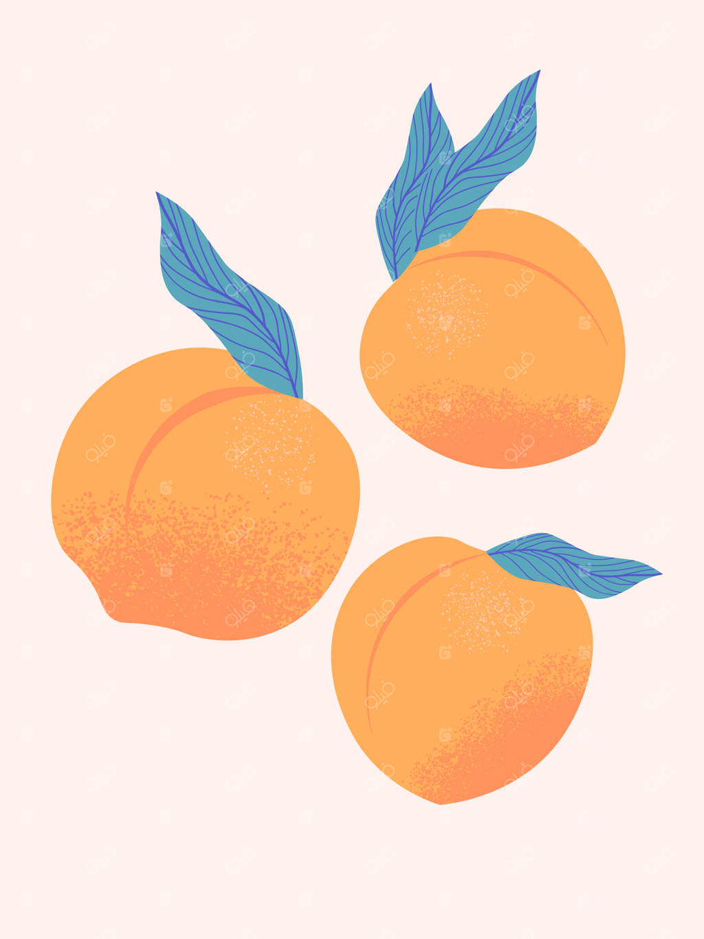 پوسترهای وگان با تصویرسازی رنگارنگ وینتیج از هلوها برای تبلیغات فروشگاهی در شبکه‌های اجتماعی