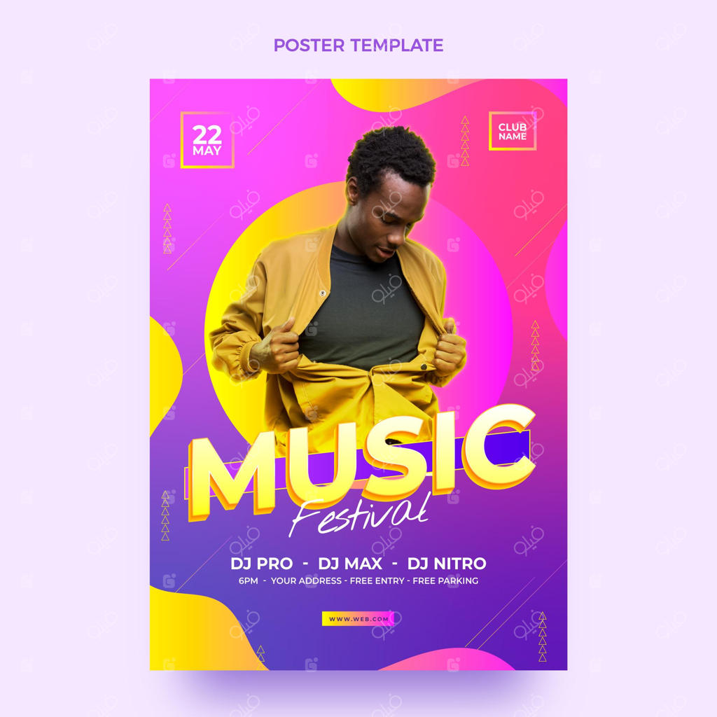 پوستر جشنواره موسیقی با طرح رنگین کمانی و گرادیانت