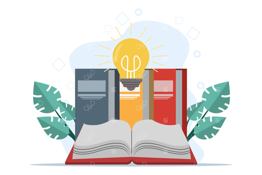 تصویرسازی وکتور: مطالعه آنلاین کتاب‌ها در کتابخانه دیجیتال
