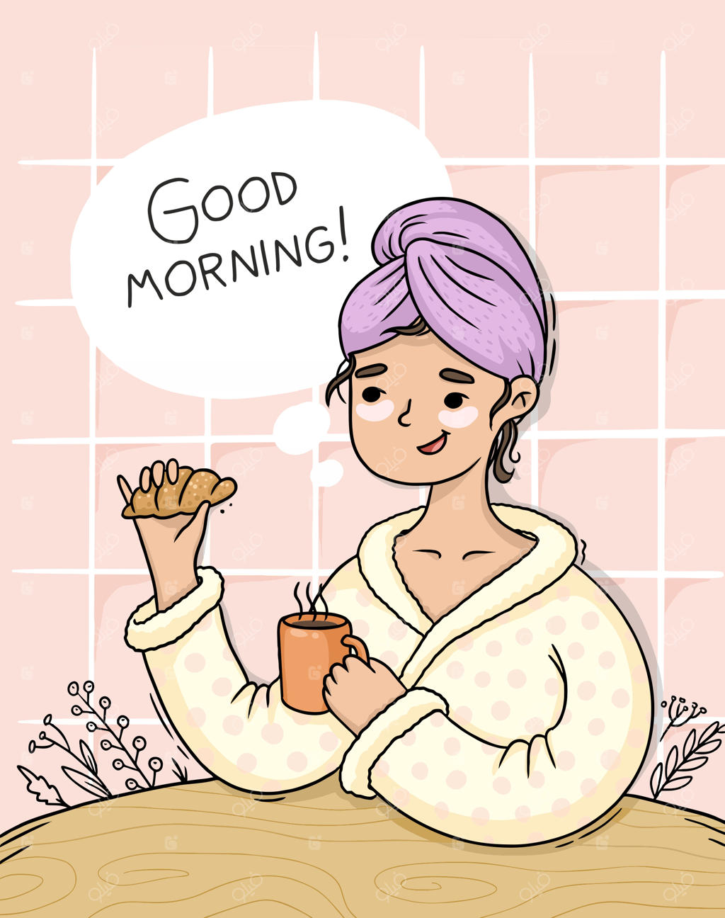 طرح دستی از روتین صبح خوب