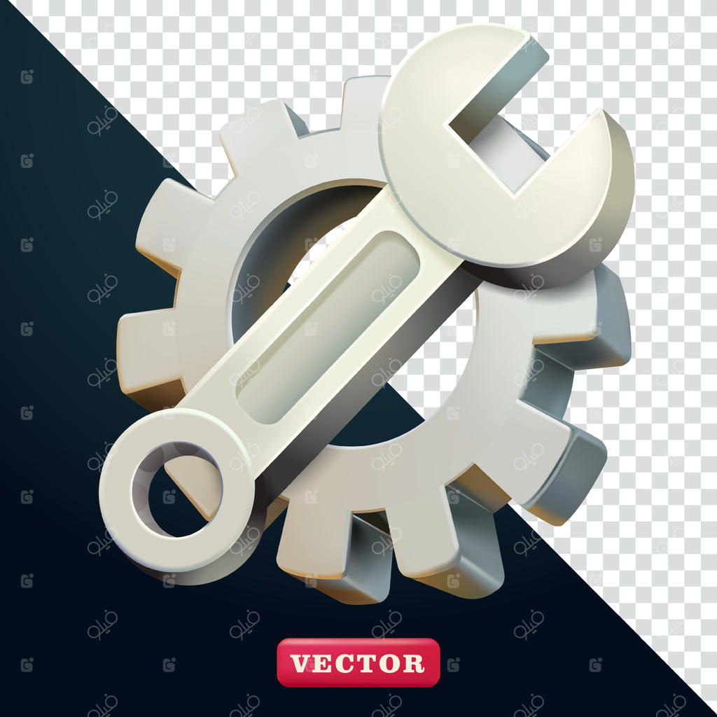 دنده‌ها و آچارها، سه‌بعدی. مناسب برای خدمات و طراحی اجزا