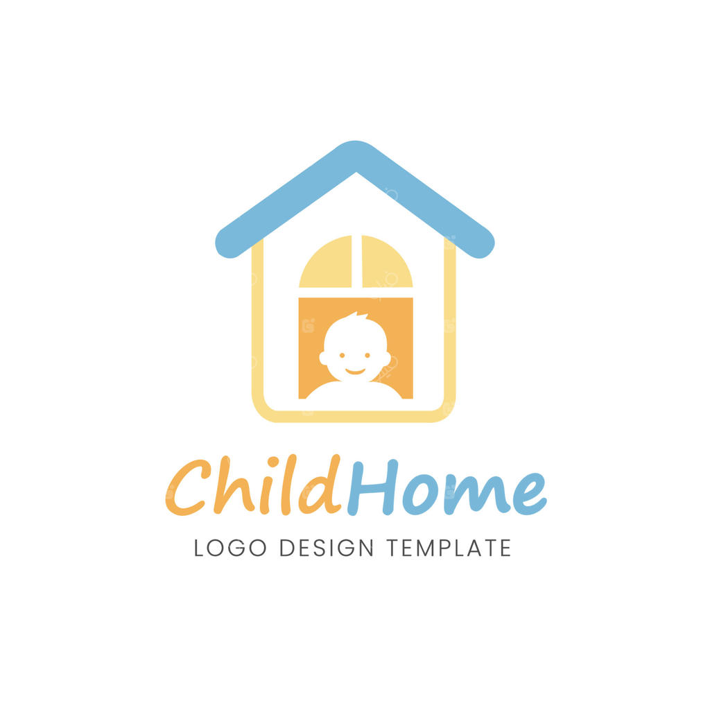 قالب لوگوی آموزش و مراقبت کودک، خانه و پنجره