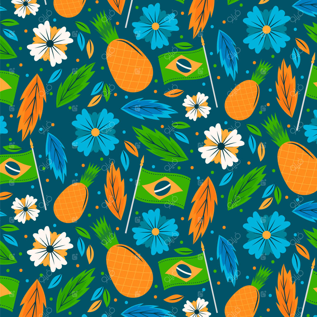 طراحی پترن جشن کارناوال برزیلی به سبک مسطح