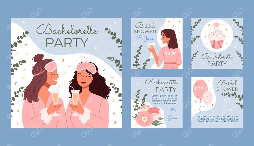 پست‌های اینستاگرام جشن خداحافظی مجردی با طراحی دستی