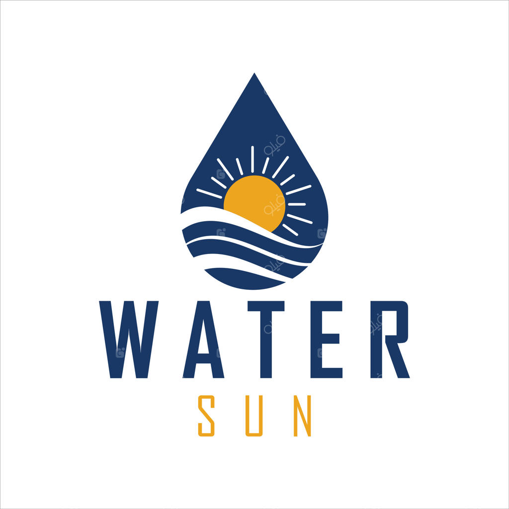 لوگوی قطره آب و خورشید؛ نماد انرژی تجدیدپذیر، آب و طبیعت