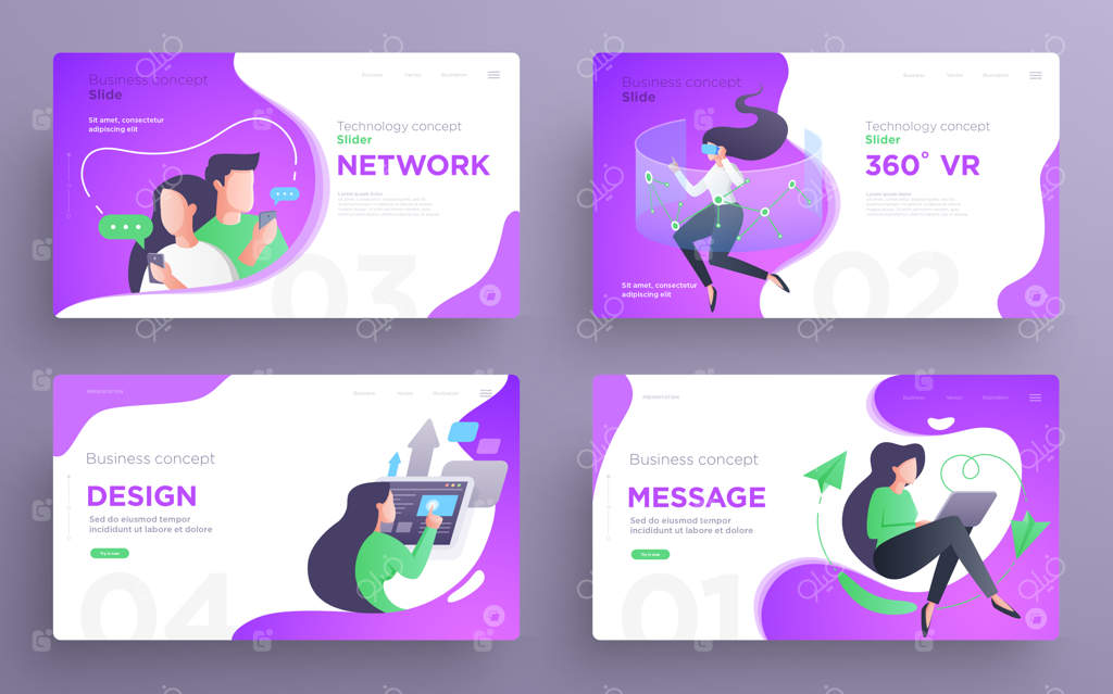 الگوهای اسلاید پرزنتیشن یا صفحات اول برای وبسایت‌ها - مفهوم کسب‌وکار به سبک مدرن و ساده