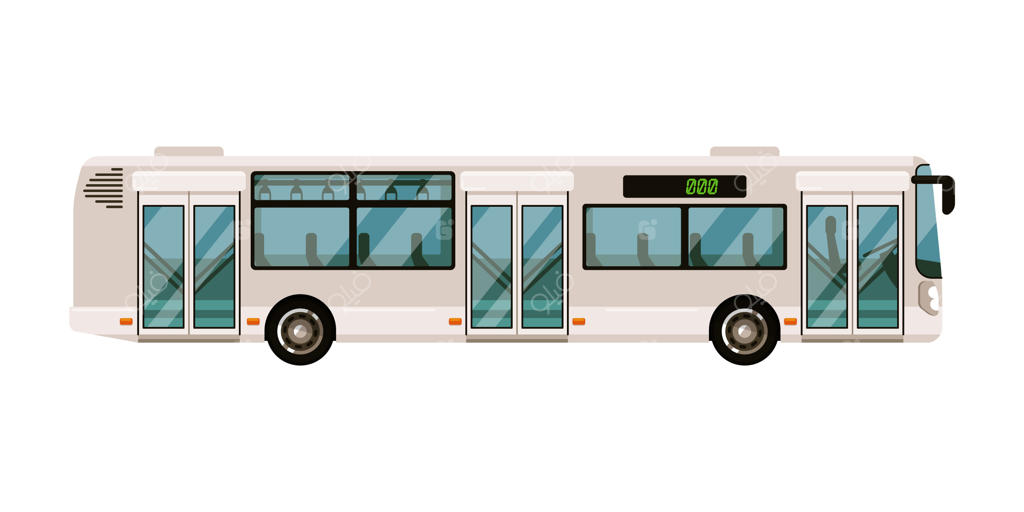 اتوبوس‌های عمومی حمل و نقل شهری روی پس‌زمینه سفید