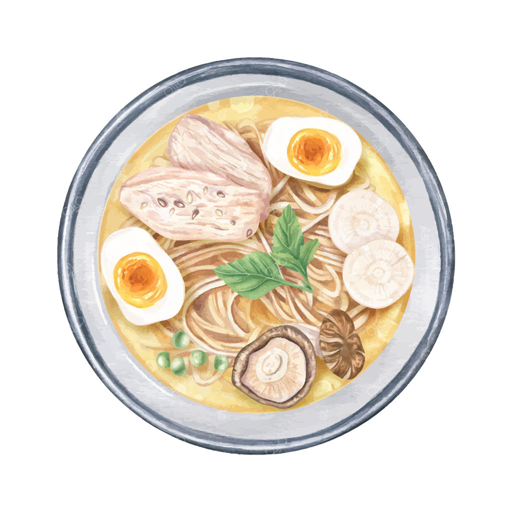 کاسه لذیذ رامن با تخم‌مرغ و سبزیجات