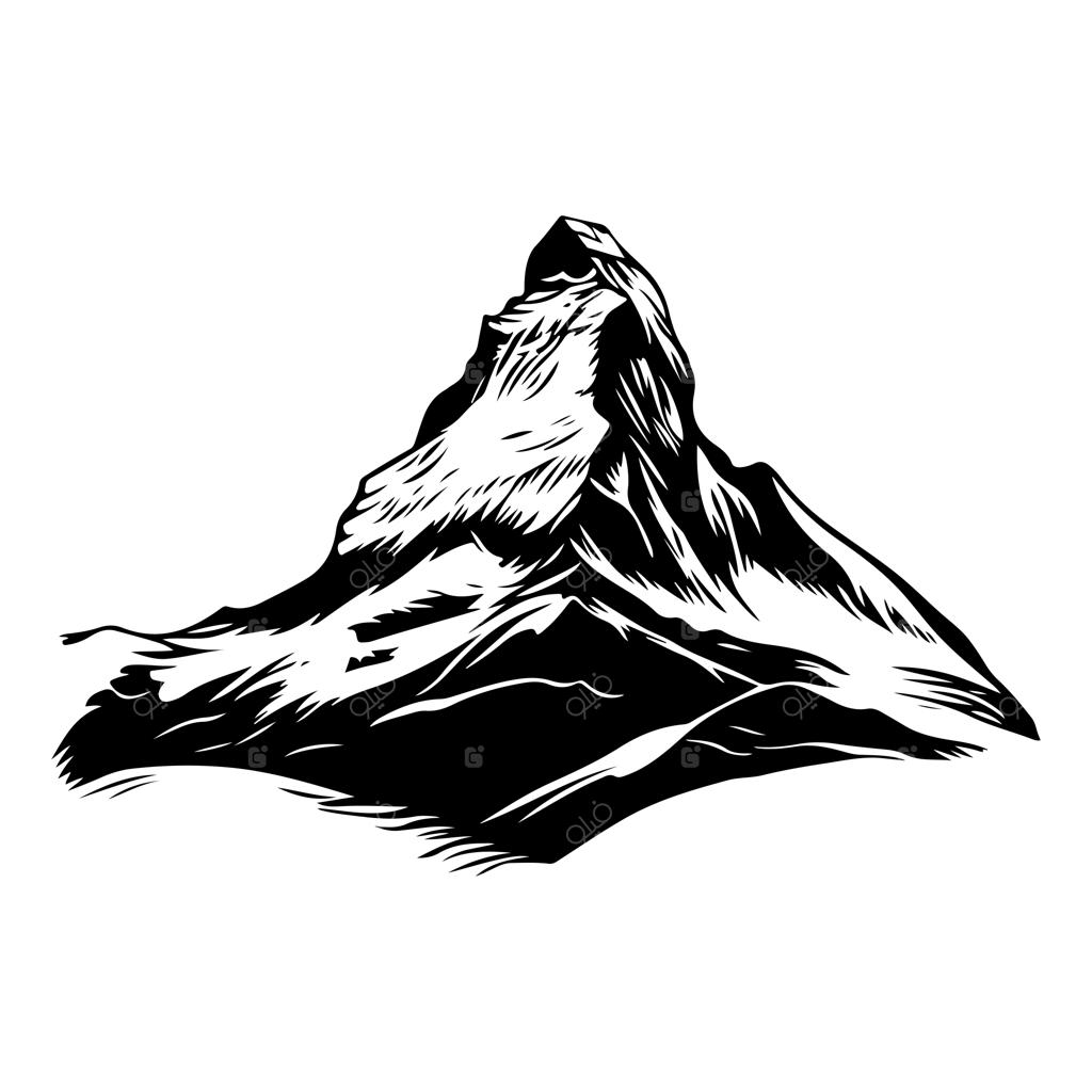 وکتور آیکون سیلوئت قله‌های صخره‌ای کوهستان