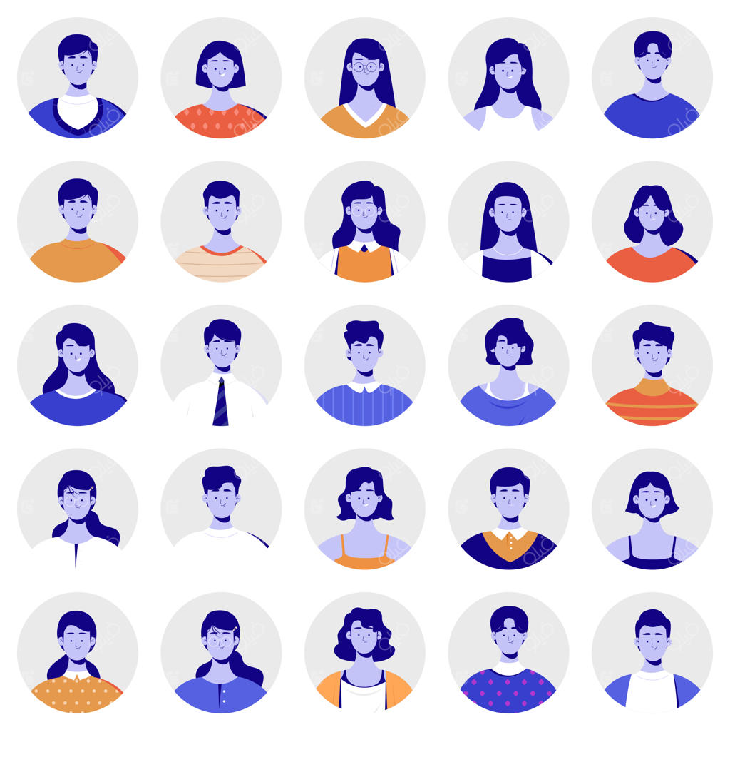 مجموعه‌ای از آواتارهای افراد خلاق