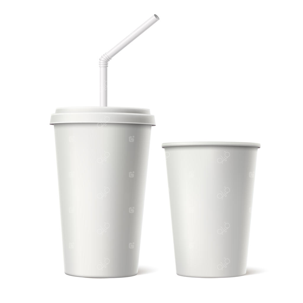 مدل‌سازی واقعی از لیوان یکبار مصرف با درپوش و نی