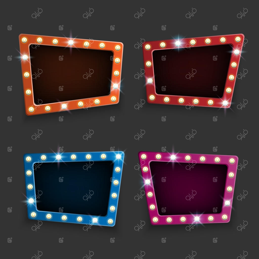 تابلوی نئون قدیمی بر روی پس‌زمینه‌ تاریک