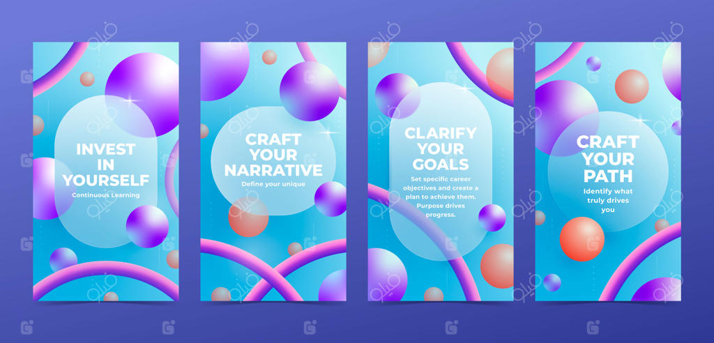 مجموعه استوری های اینستاگرام با افکت شیشه‌ای گرادینتی