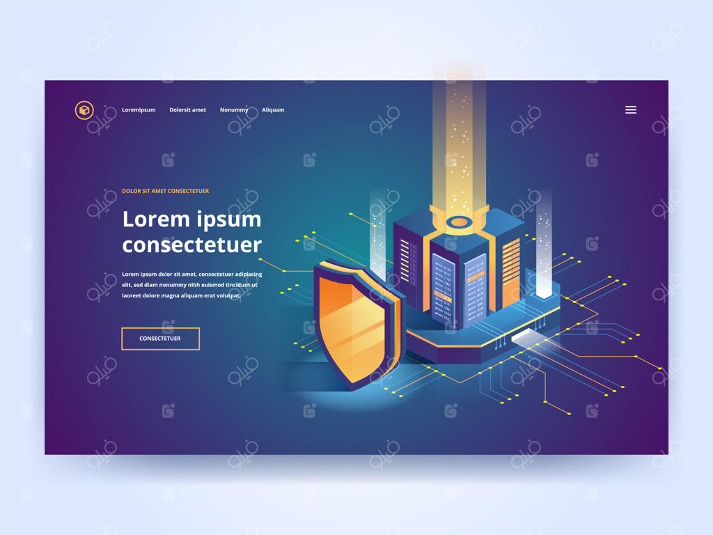 تصویر ایزومتریک از محافظت دیجیتال