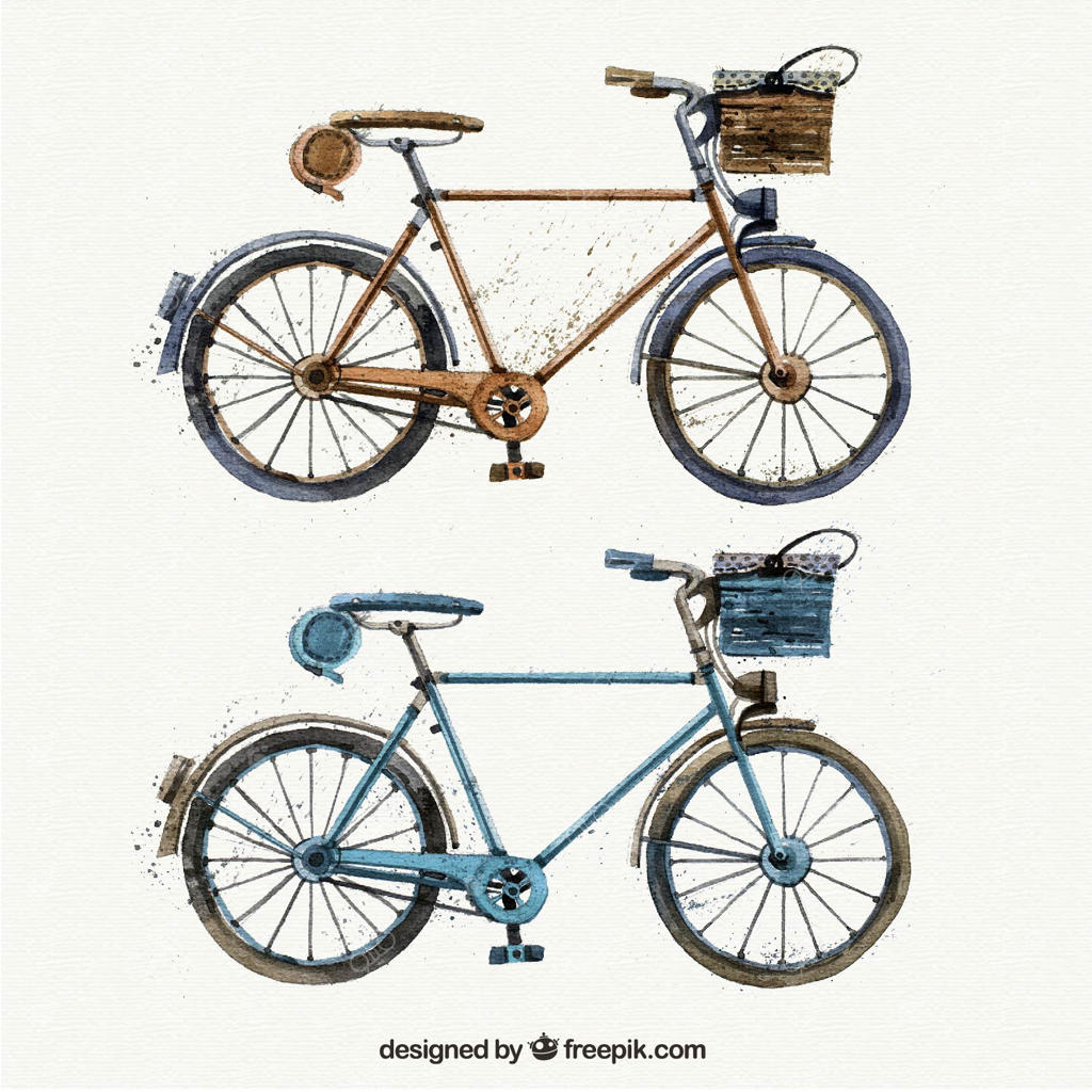 دوچرخه‌های کلاسیک با رنگ‌آمیزی آبرنگی