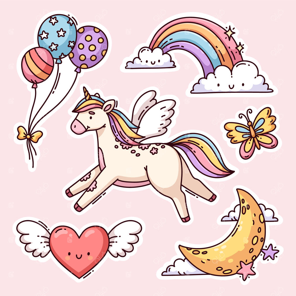 تصویرسازی دستی اسب تک‌شاخ