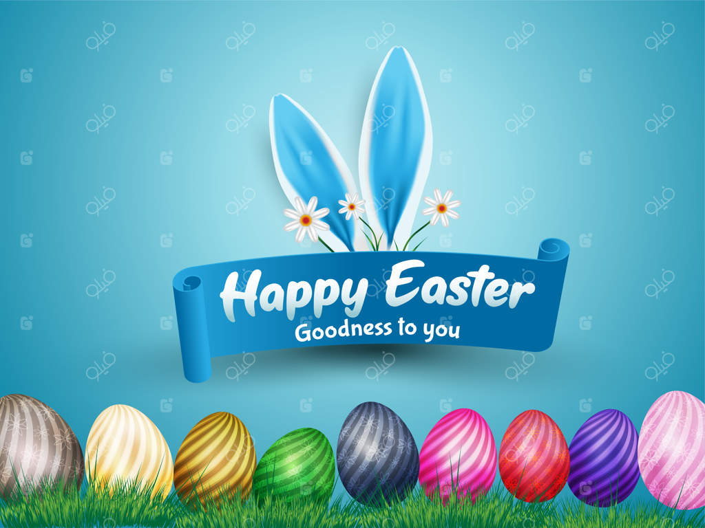 عید پاک مبارک با تخم‌مرغ‌های رنگارنگ و گوش‌های خرگوشی