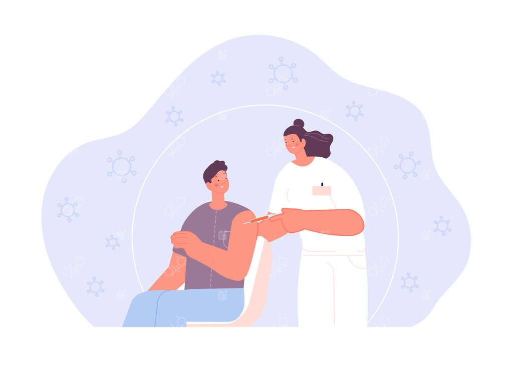 واکسیناسیون افراد: پزشکی زن، واکسینه کردن بزرگسالان، محافظت از سلامتی و پیشگیری از آنفولانزا، مفهوم واکسیناسیون و ایمنی