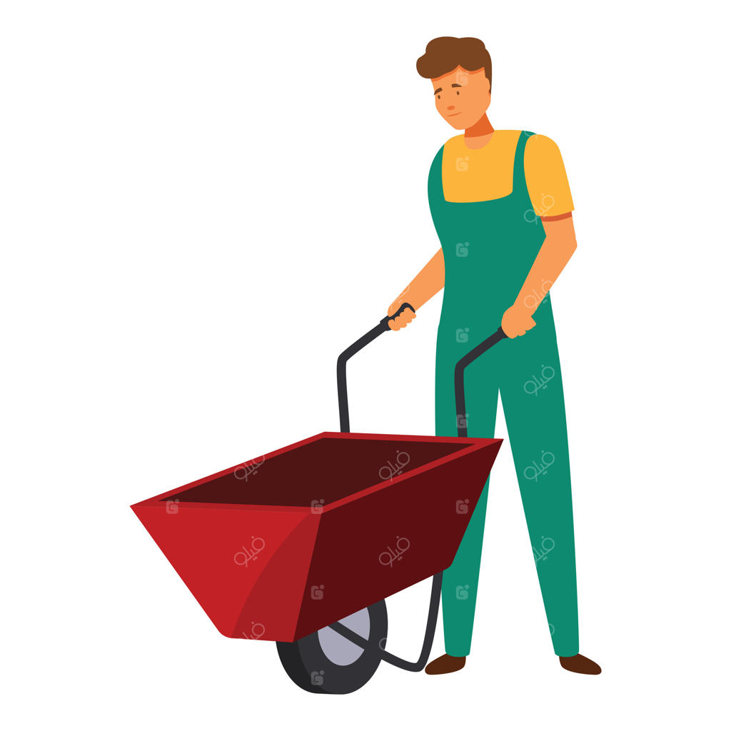 باغبان همراه با فرغون خالی آماده کارهای باغبانی