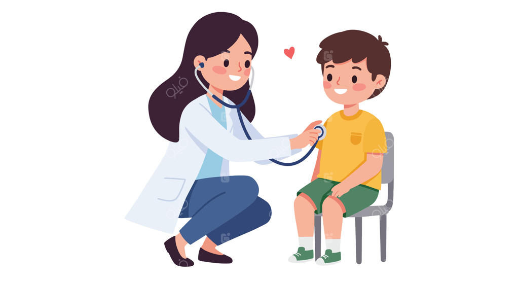 معاینه پسربچه توسط پزشک اطفال با گوشی پزشکی