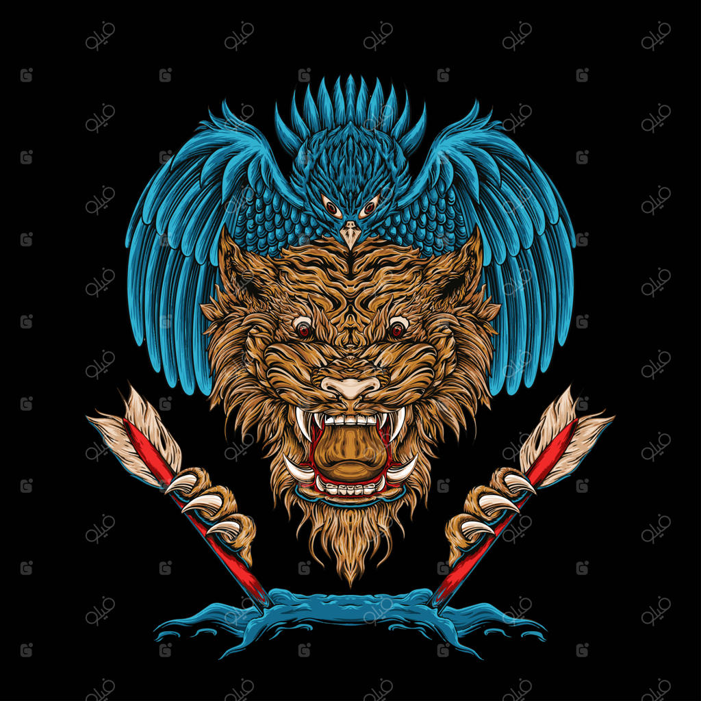 طرح و طراحی تی‌شرت با تصویر ببر و عقاب