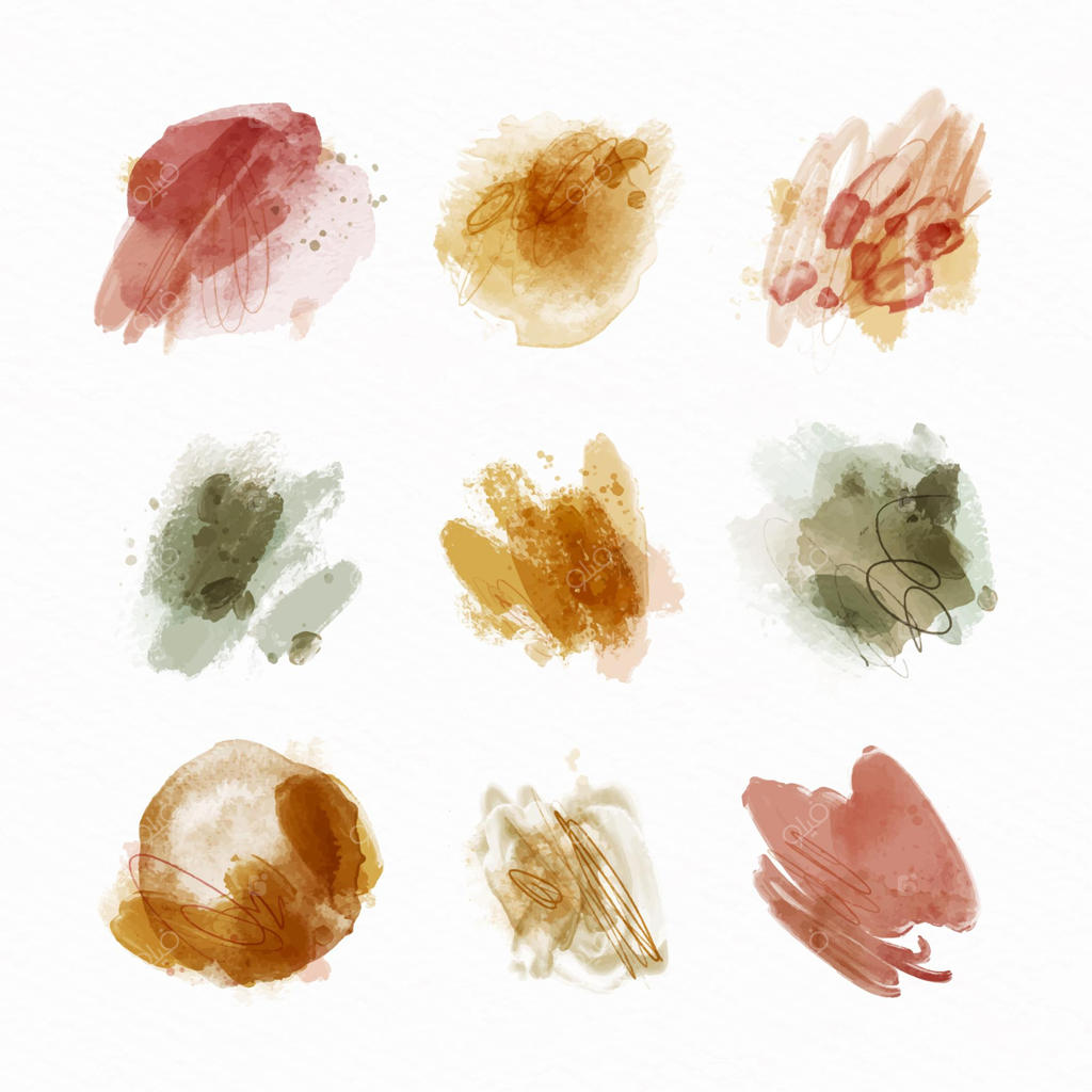 مجموعه‌ای از لکه‌های آبرنگ انتزاعی