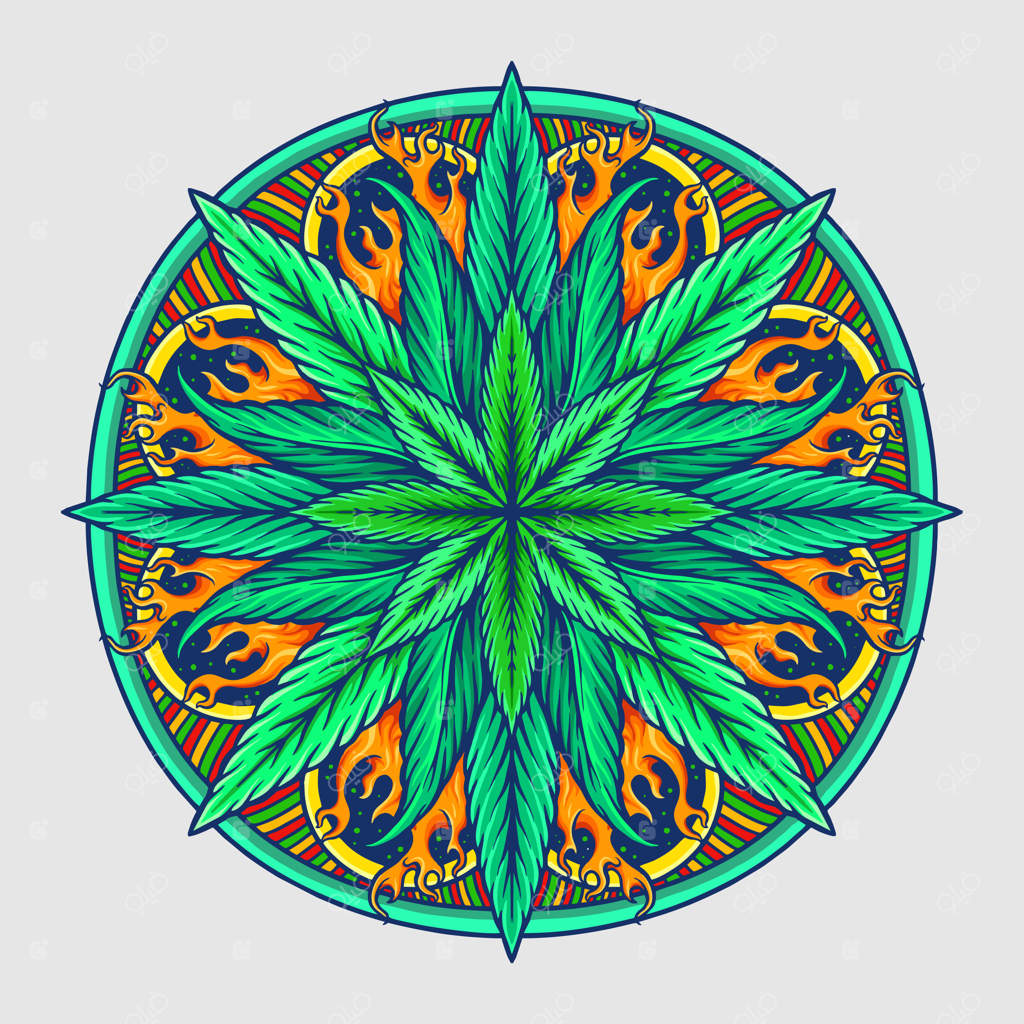 تصویر وکتور ماندالای برگ شاهدانه