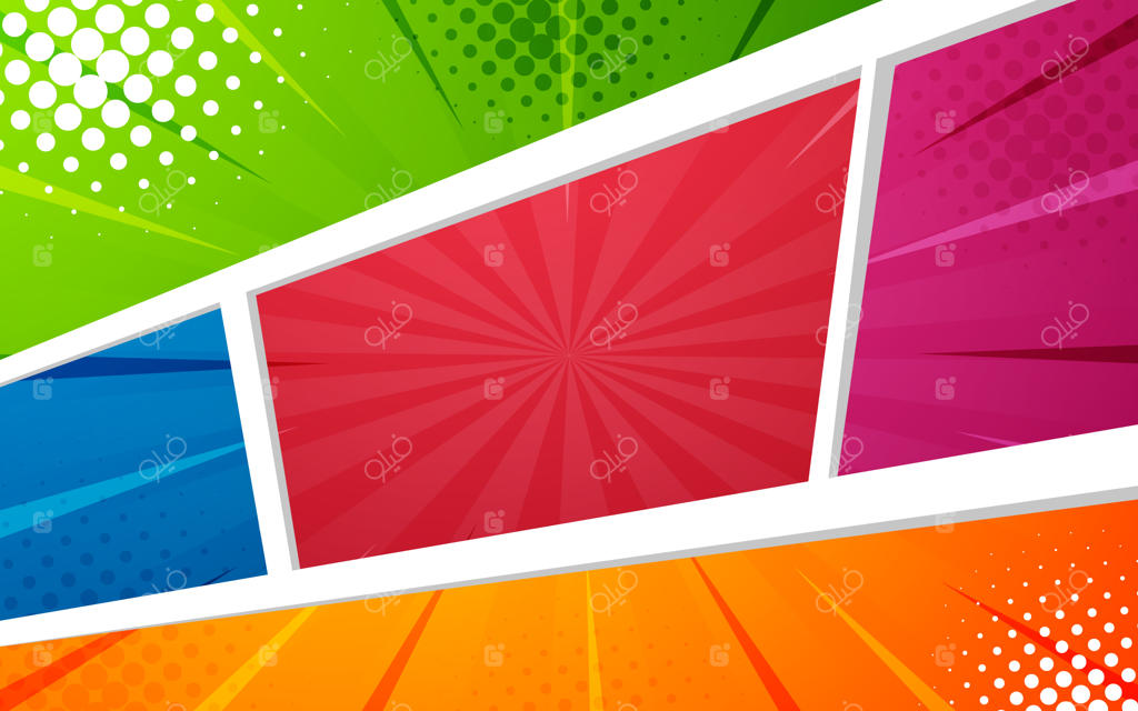 پس‌زمینه کمیک کارتونی با هاف‌تون رنگارنگ