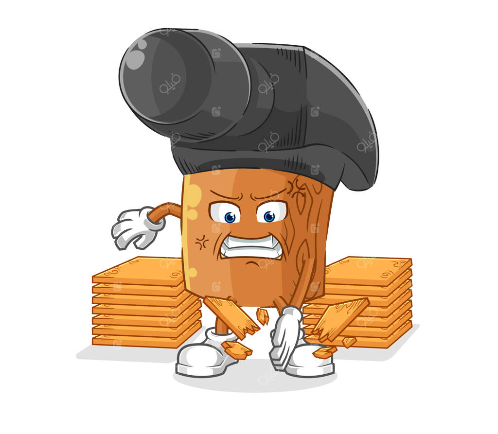 وکتور کارتونی ماسکات کاراته با چکش