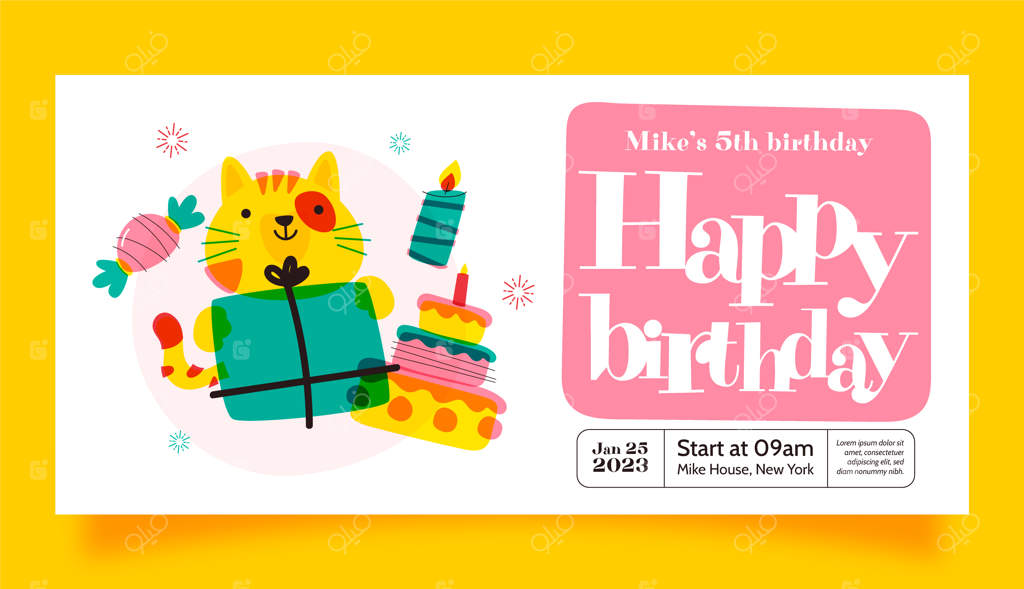 قالب بنر افقی جشن تولد کودکان