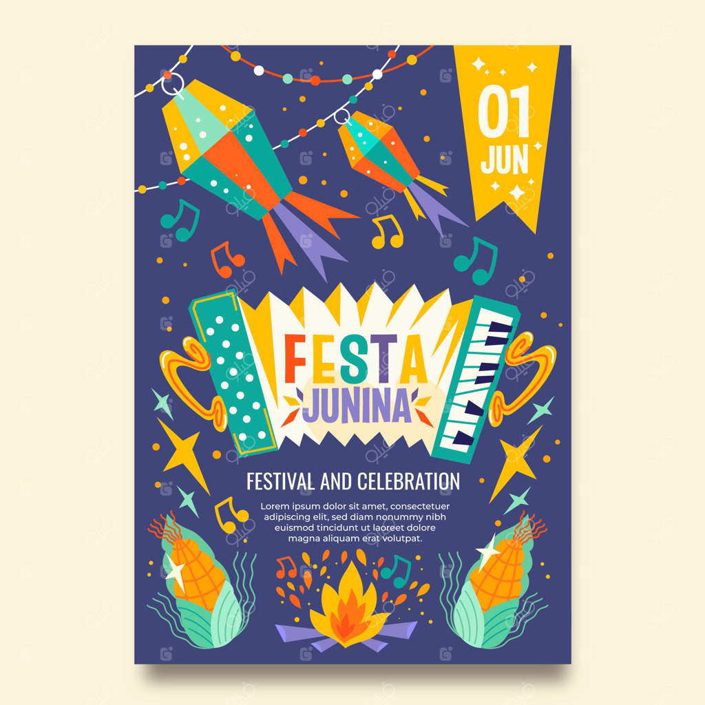 قالب پوستر عمودی برای جشن‌های ژوئن برزیلی