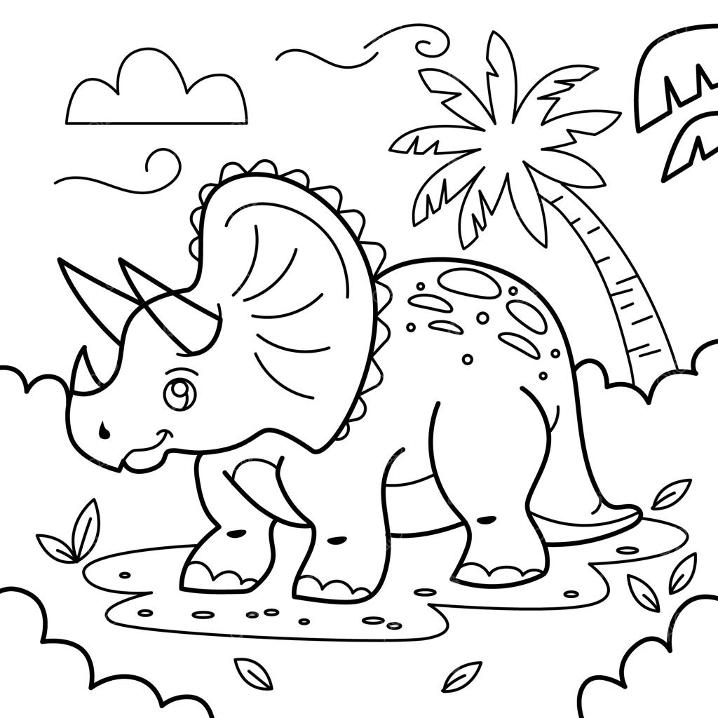 تصویرسازی دستی دایناسور برای کتاب رنگ‌آمیزی