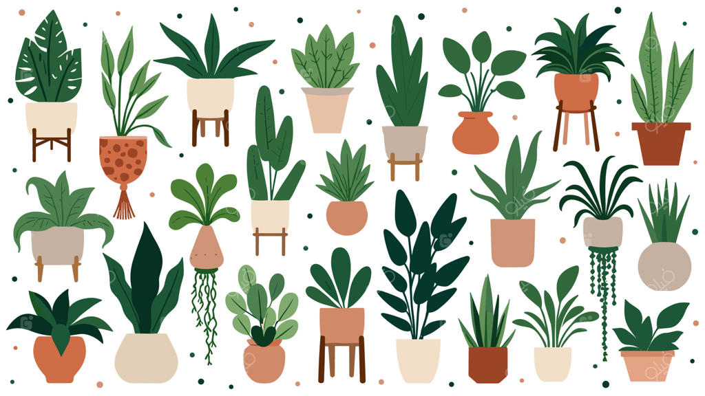 مجموعه گلدان‌های داخلی با ظروف پلاستیکی تزئینی و سبدهای آویز شیک، ایده‌آل برای دکوراسیون باغ شهری.